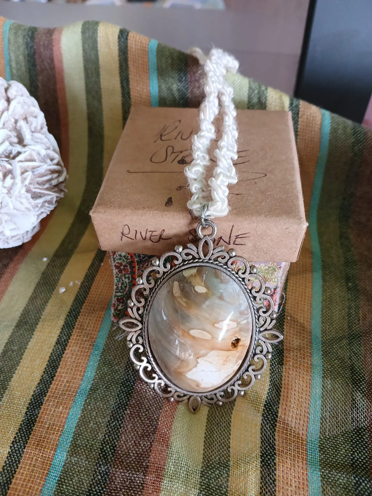 River Stone Filigree Pendant