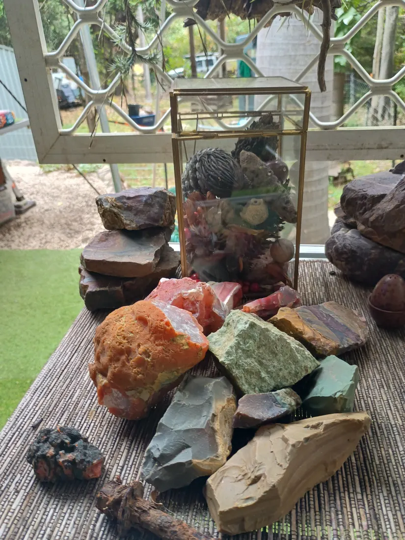 Jasper, agate and flint rocks collected from old mining country around Irvinebank